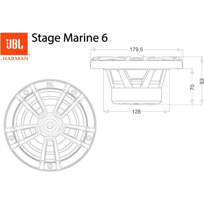 JBL Marine Stage 6 - 6.5" 16.5cm 2-Way Marine Coaxial Speakers - White